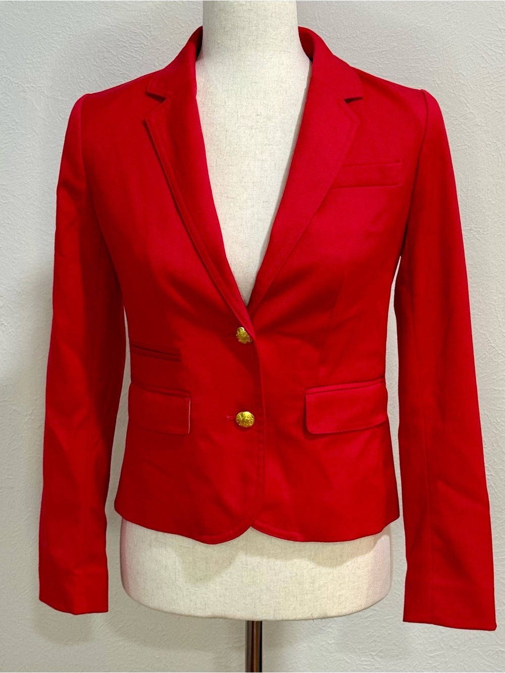 Banana Republic Red Fitted Blazer with Gold Buttons Size 0